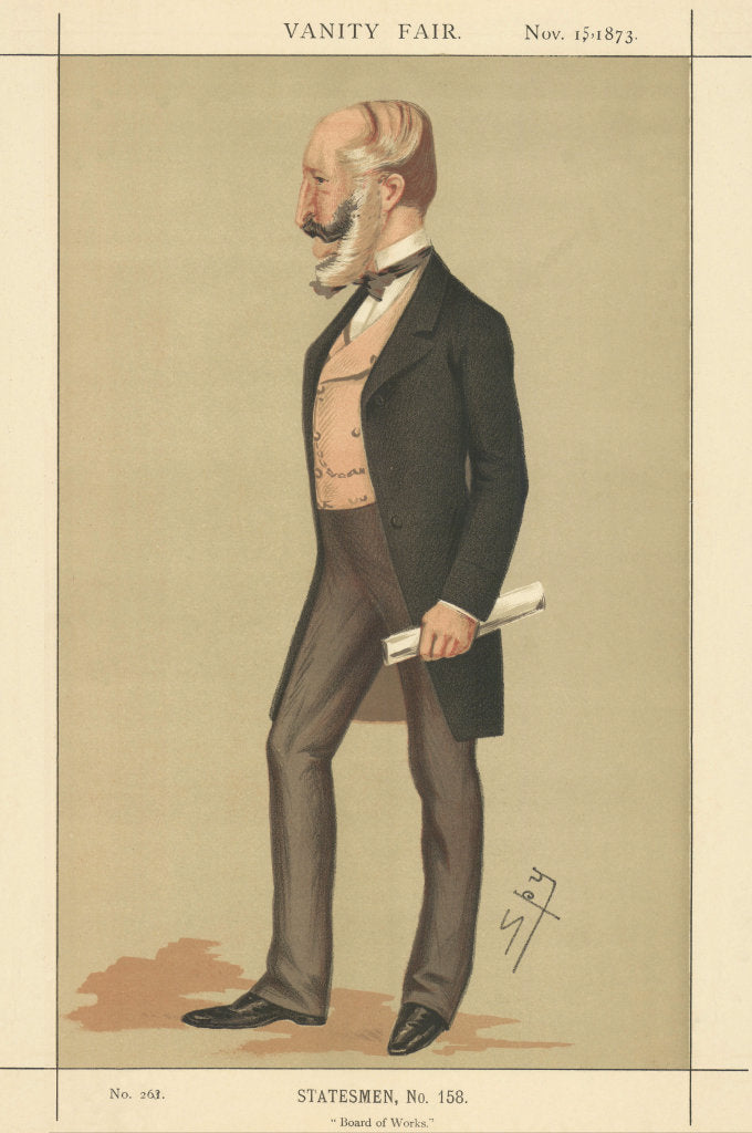VANITY FAIR SPY CARTOON Col James MacNaghten Hogg 'Board of Works' Cornwall 1873